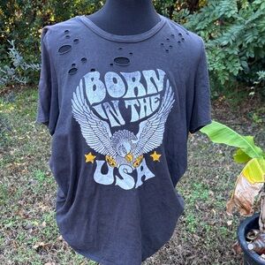 Distressed Graphic Tee - Black